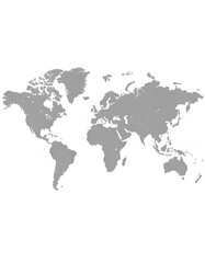 Obraz premium Grey outline of world map on black background