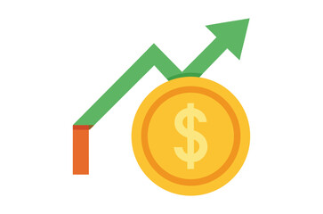 Obraz premium Financial growth represented by an upward trending arrow and a gold coin