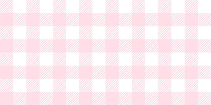 Pale pink gingham checkered pattern with diagonal stripes. Delicate seamless plaid background for bridal showers, feminine cosmetics, Valentine's Day, and soft paper crafts.