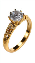 Gorgeous cut-out rose gold engagement ring with a purple diamond	