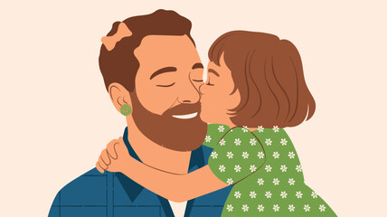 Fototapeta premium Daughter father kissing affection