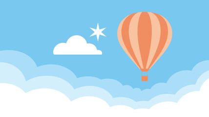 Obraz premium Hot air balloon clouds star sky