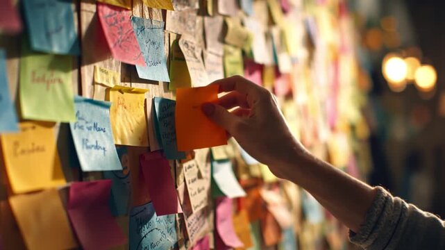 Colorful Sticky Notes Wall for Ideas and Creative Projects