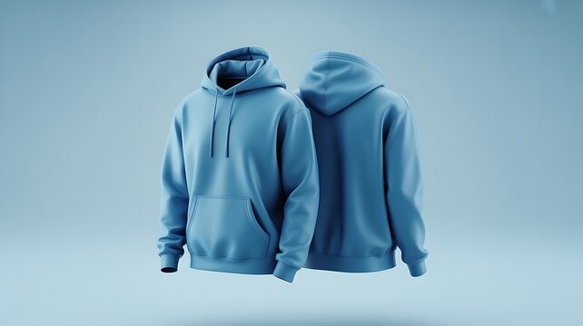 Blue hoodies front and back float