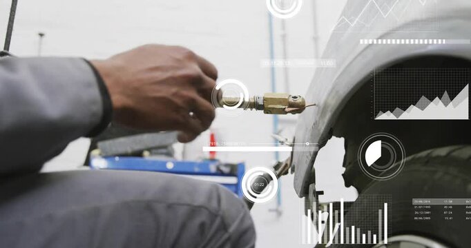 Tech placing dent puller tip and pulling fender, restoring panel in auto shop, HUD tracking pulls
