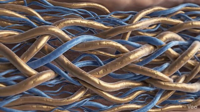 Collagen and Elastic Fiber Network Beneath Skin &ndash; Dermatology Structure Concept