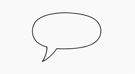 A simple black line art speech bubble icon on a white background