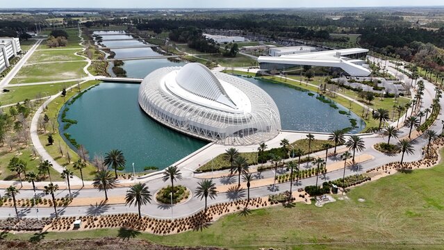 aerial of Florida Polytechnic University in Lakeland, Florida, highly ranked technical STEM-related course programs 