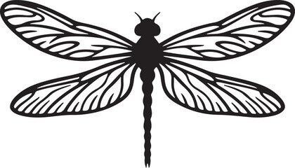 Fototapeta premium Dragonfly Icon Silhouette Elegant Insect Wings Nature Symbol Minimal Design