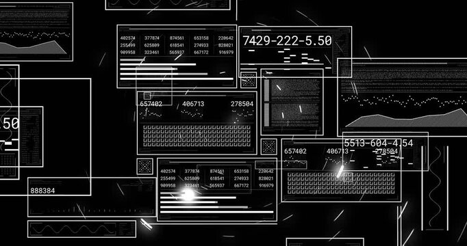 HUD cluster forming flare moving from upper left aligning key grids and updating numbers for tech