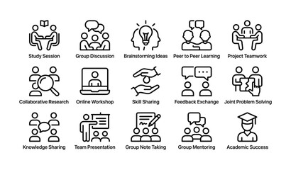 Fototapeta premium Collaborative learning and teamwork icons for education and skill development
