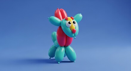 Obraz premium Colorful 3D balloon animal dog on a blue background