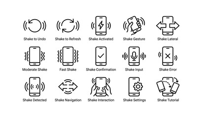 Plakat Collection of 15 smartphone shake icon designs with various functionalities