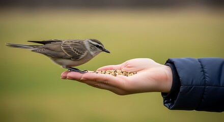 bird feeding hand