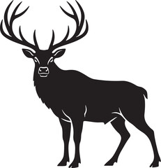 Fototapeta premium Elk Silhouette Majestic Bull Elk Wildlife Animal Antlers Icon