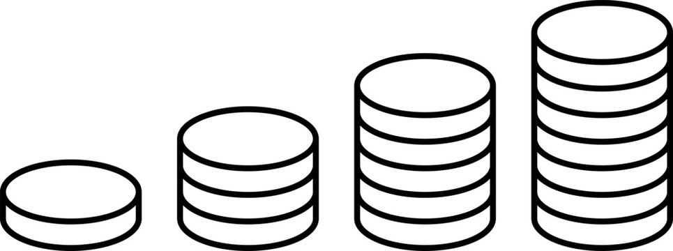 段々と積み上がるコインのシンプルなアイコン