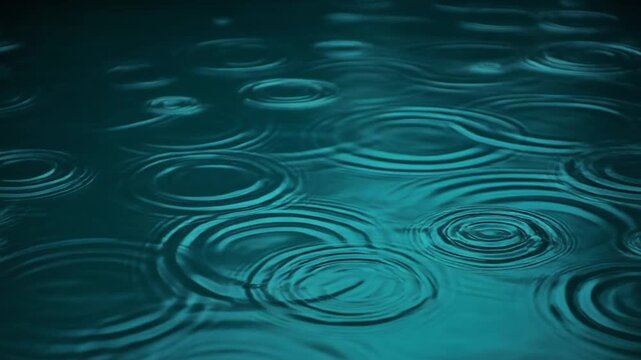Ripples on water surface with circular patterns from above viewpoint