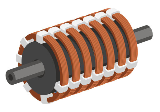 High torque copper winding illustration. Detailed, vibrant, and professionally rendered. Ideal for technical or engineering visuals. Modern, clean design.