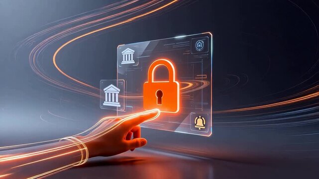 Hand interacting with digital security interface