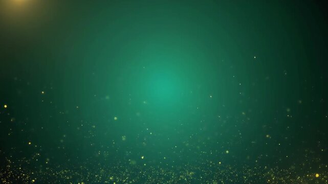 A celestial scene with a glowing green light amidst a starry night sky viewed from a distant perspective