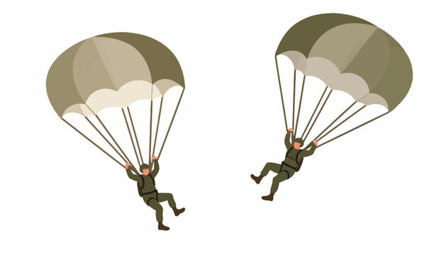 Soldiers Parachuting in Military Exercise