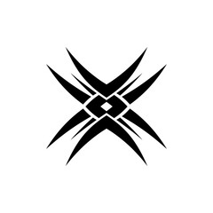 Obraz premium Abstract black and white geometric design with sharp lines and symmetry.