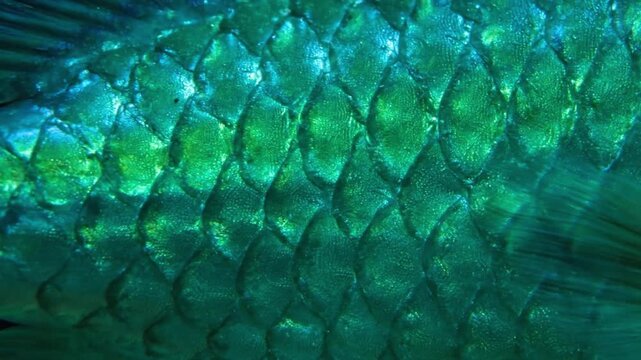 Vivid Iridescent Fish Scales of Tropical Fish Showing Shimmering Color Shift