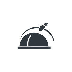 Vector icon of missile defense dome intercepting rocket attack. Represents security technology, air defense system and protection concept. © Ipock Studio