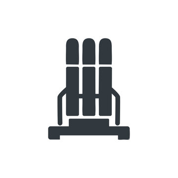 Silhouette icon of THAAD interceptor missile representing Terminal High Altitude Area Defense system technology used for ballistic missile defense.