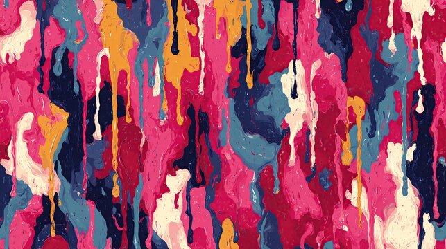 Vibrant abstract paint splash pattern with colorful drips