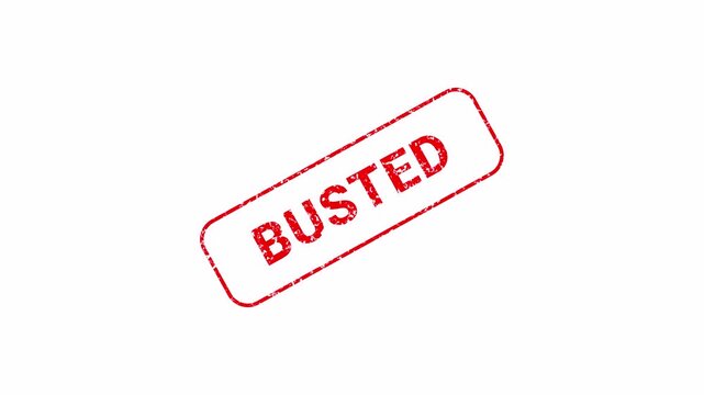 BUSTED Red Grunge Rubber Stamp Animation on White Background, Distressed Textured Motion Graphic Loop 4k video