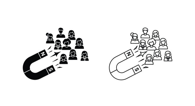 Magnetic attraction people to business success Vector