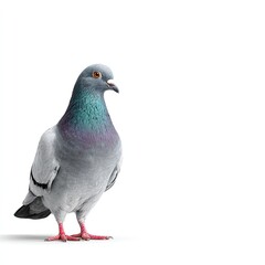 Obraz premium Pigeon standing isolated on white background