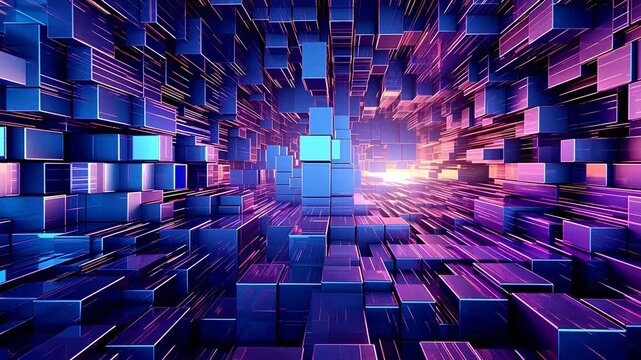 Digital Technology purple blue Geo punk Abstract Geometric Background