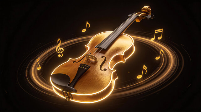 Golden violin music illustration