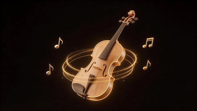 Golden violin music illustration