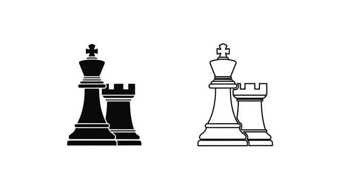 Chess pieces king and rook strategic game Vector