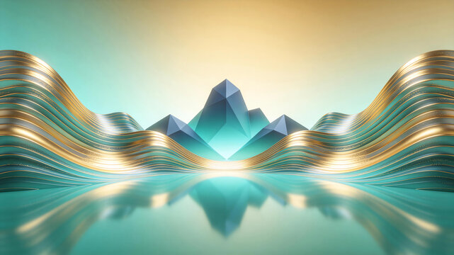 New Chinese style jadeite green landscape illustration