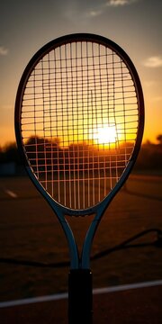 The resonant landscape of a racket's heart, where power awaits its moment,  editorial, tennis racket