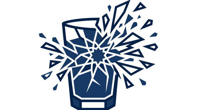 Shattered Glass Illustration with Explosive Effect and Fragments