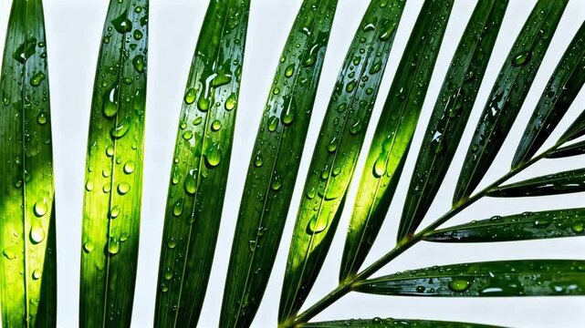Green leaf with water droplets