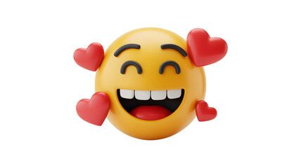 Obraz premium Happy emoji with hearts expressing joyful love