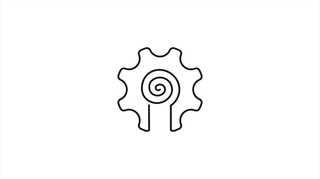 Loading Animation - Monoline Gear in One Line Continuous Style Animated for Progress Waiting System Setting Background Task Process