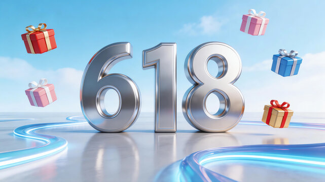 618 Shopping Festival gift box promotion poster