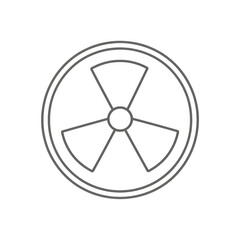 Fototapeta premium Linear icon of radiation warning symbol, representing nuclear danger, health hazard, and safety warning in scientific, medical, and industrial contexts.