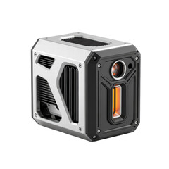 Modern futuristic device with metallic and black casing