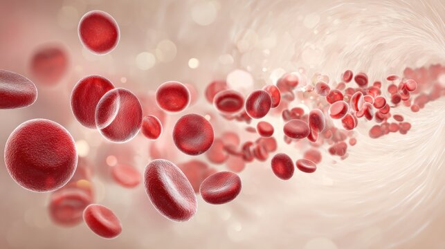 Red blood cells flowing through a blood vessel.