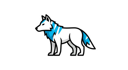 Stylized wolf illustration white animal with blue accents vector graphic