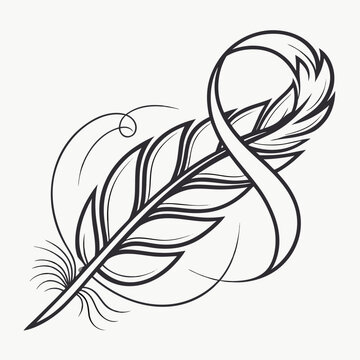 Modern Fashion Boutique Symbol With Elegant Feathe