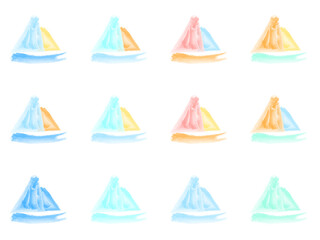 水彩風ヨットセット